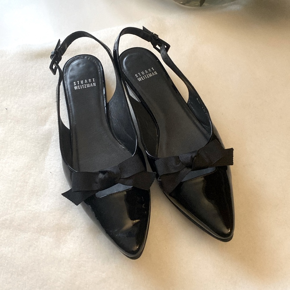 Black flat sling back. Stuart Weitzman size 8